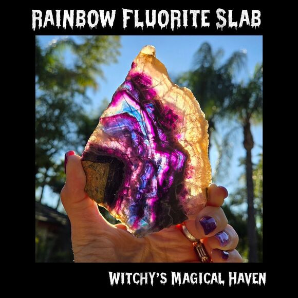 Rainbow Fluorite Crystal Natural Stone Slab - Picture 3 of 14